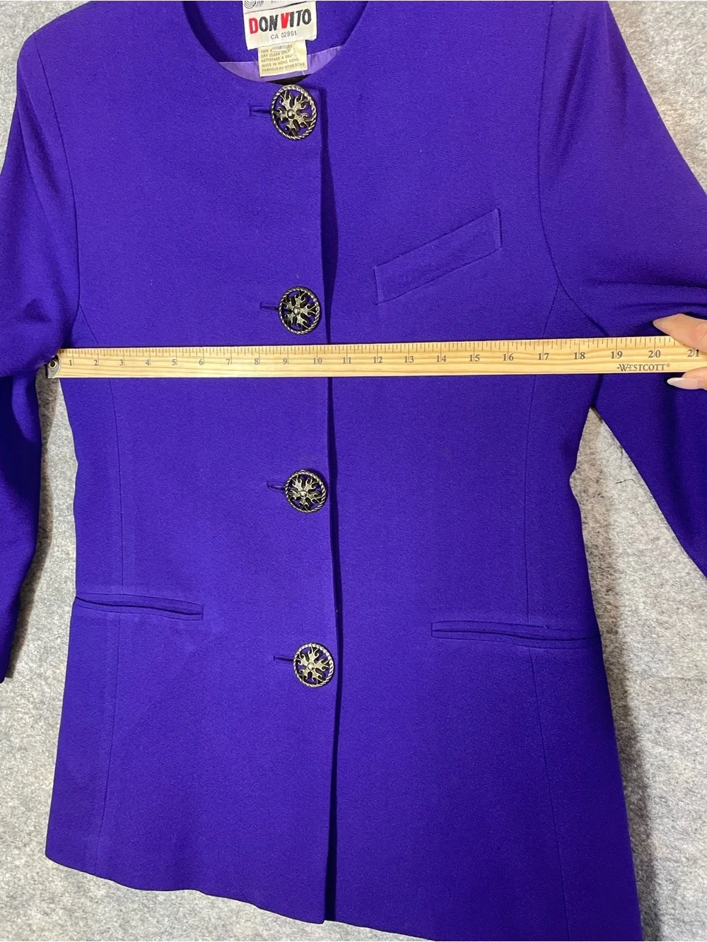Don Vito Purple Wool Blazer Jacket Vintage Minimalist Career Chic Size 4 Office - Picture 12 of 16